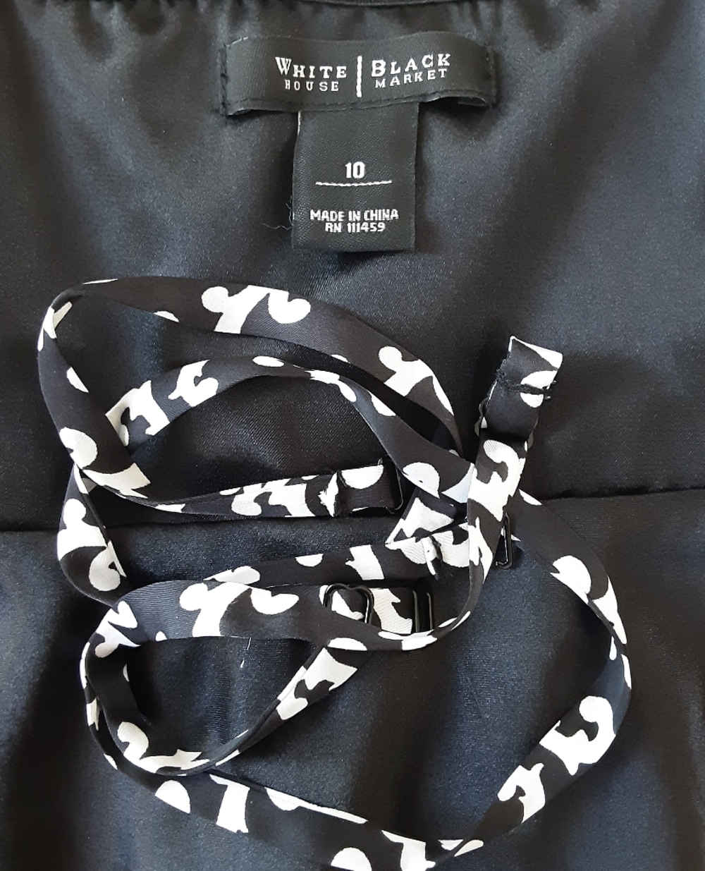 WHBM Black | White Abstract Print Sweetheart Bustier Spaghetti Strap Top Sz 10 - Picture 9 of 9